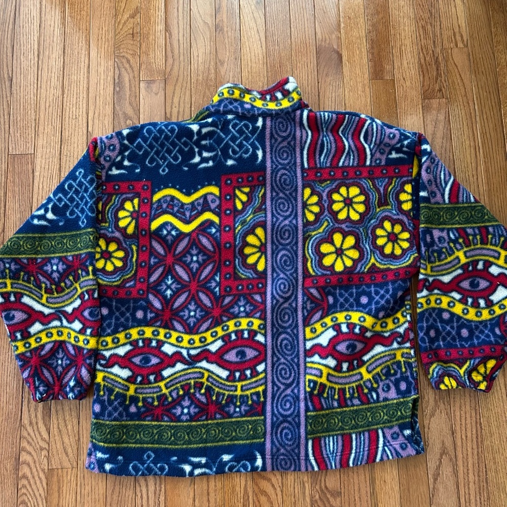 Colorful Patterned Fleece Pullover - image 5